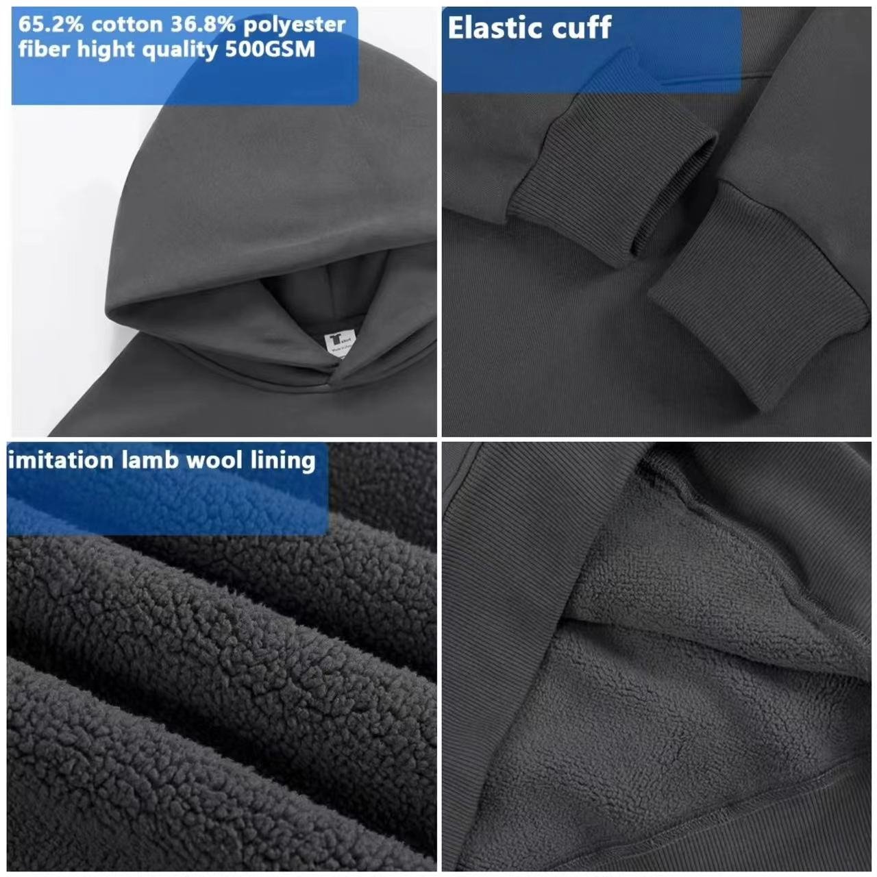 High Quality 500 GSM Cotton Thick Blank Plain Heavyweight Oversized Hoodies No String Unisex Custom Logo Plus Size Men's Hoodies