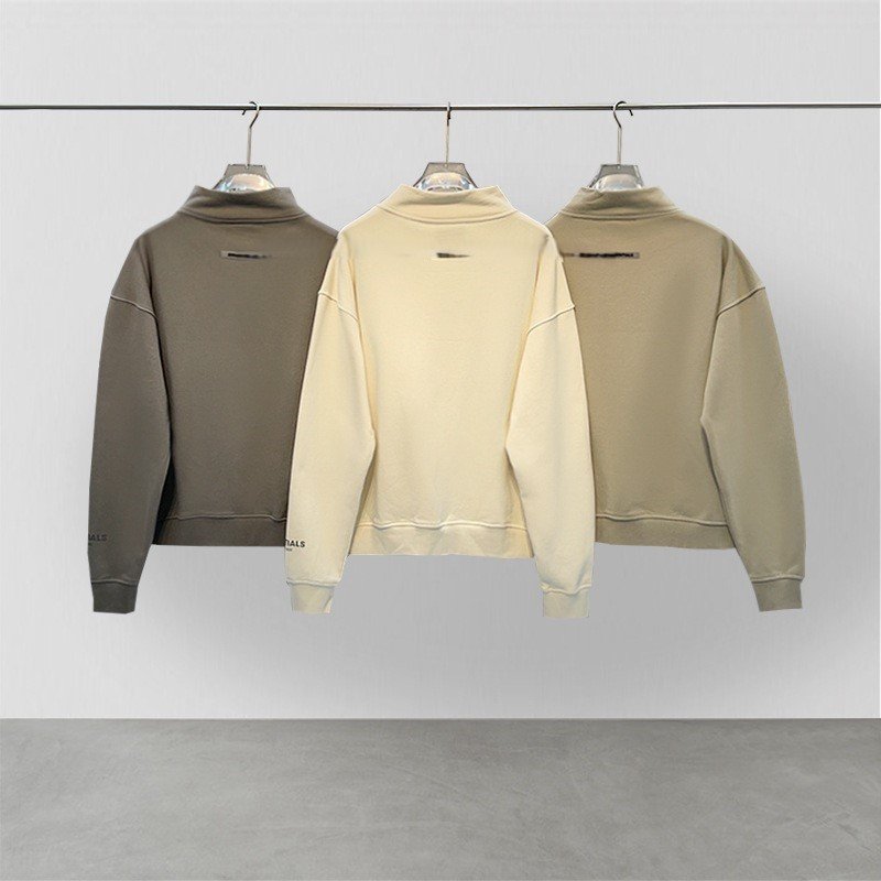 SS20 ESS men's Hoodies flocking Letter high street 3d Silicone logo essenti Hoodie Sweatshirt With Half-Zip