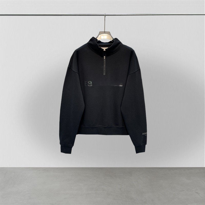 SS20 ESS men's Hoodies flocking Letter high street 3d Silicone logo essenti Hoodie Sweatshirt With Half-Zip