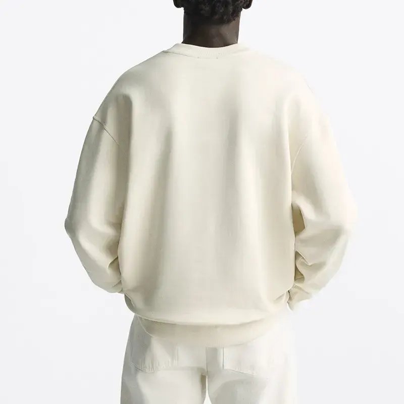 custom crew neck sweatshirt streetwear 100% cotton 440gsm oversized drop shoulder heavyweight rib o-neck sweatshirt