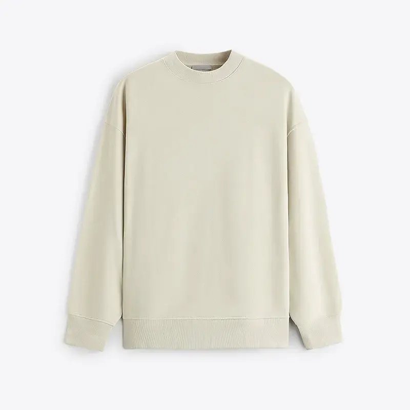 custom crew neck sweatshirt streetwear 100% cotton 440gsm oversized drop shoulder heavyweight rib o-neck sweatshirt