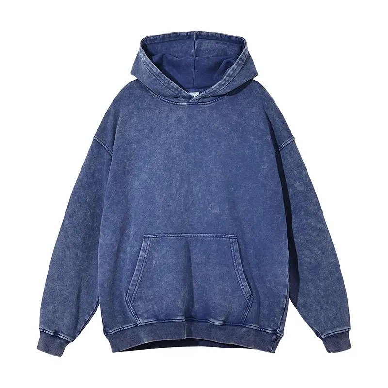 Wholesale Custom Design Acid Washed Vintage Hoodie 3d Print Acid Wash Hoodie Heavyweight Cotton Oversized Pullover Men's Hoodies