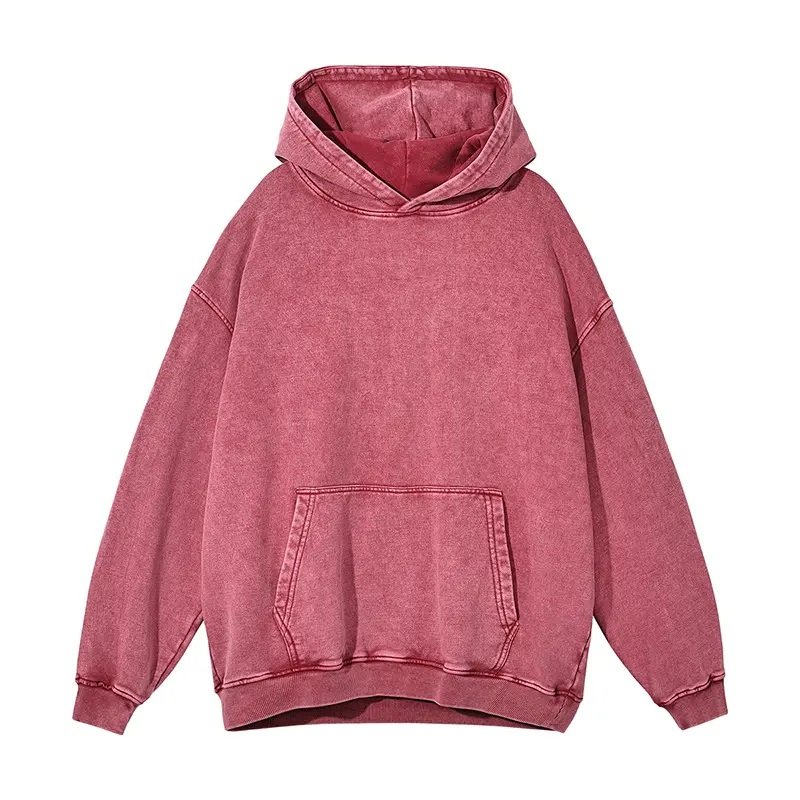 Wholesale Custom Design Acid Washed Vintage Hoodie 3d Print Acid Wash Hoodie Heavyweight Cotton Oversized Pullover Men's Hoodies