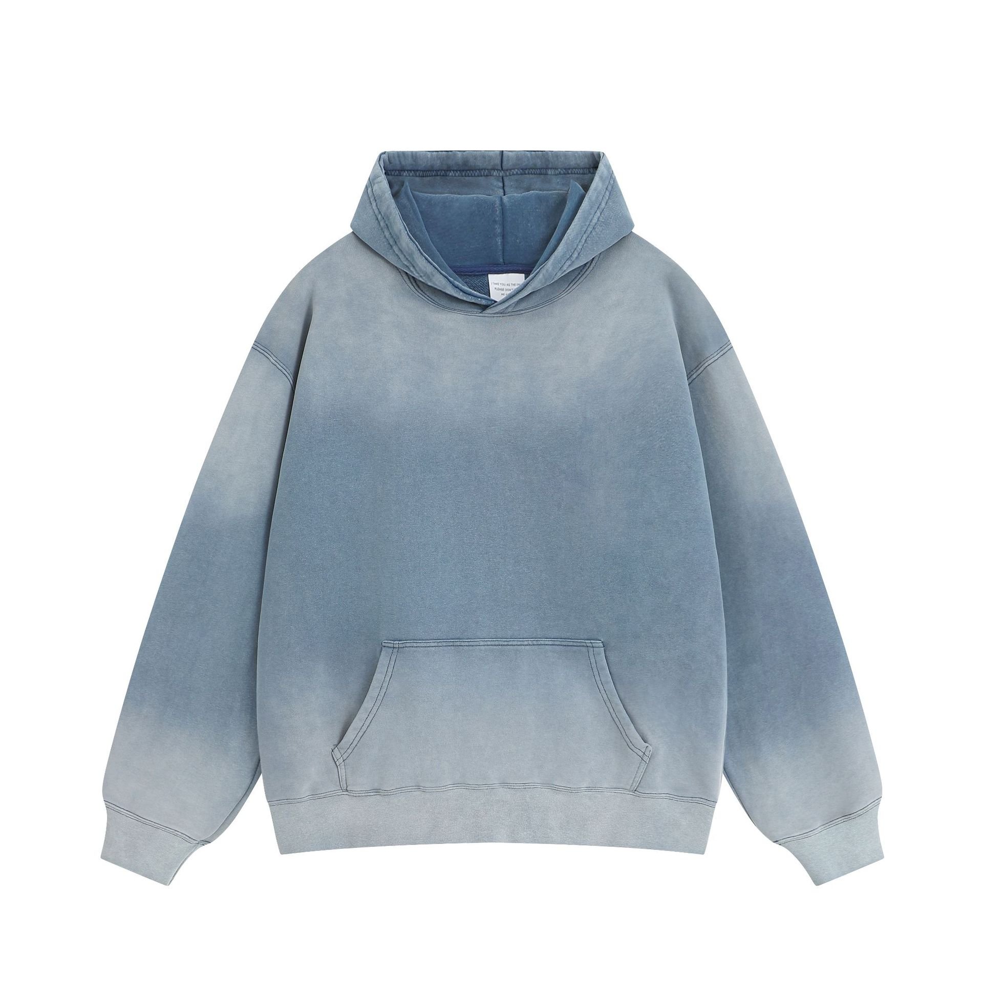 400Gms Long Sleeve Men Pullover Autumn Hooded Cotton Gradient Washed Men's Hoodie