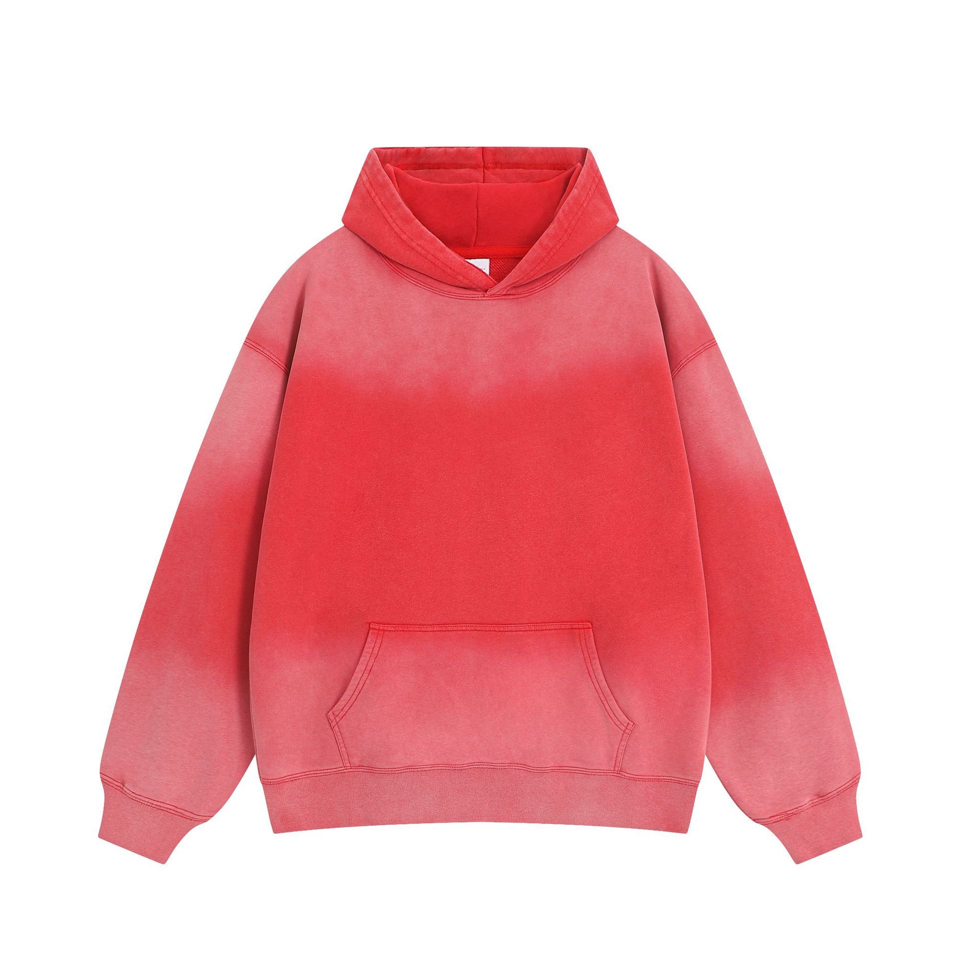 400Gms Long Sleeve Men Pullover Autumn Hooded Cotton Gradient Washed Men's Hoodie