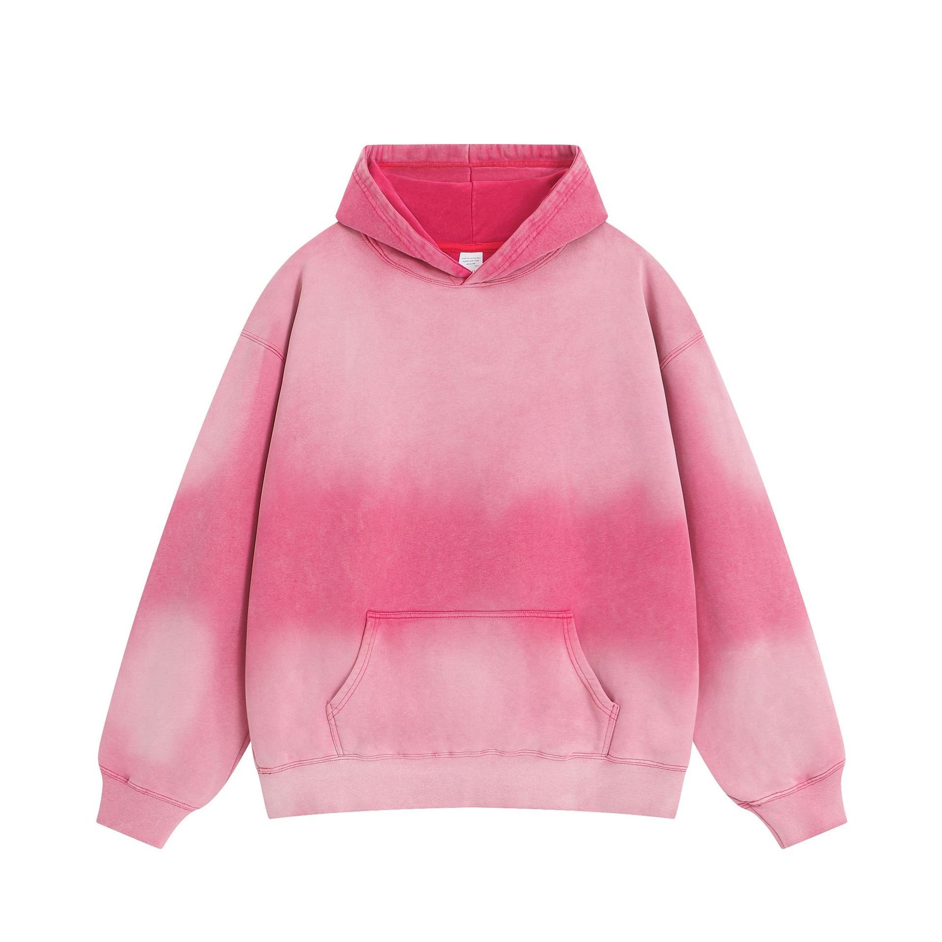 400Gms Long Sleeve Men Pullover Autumn Hooded Cotton Gradient Washed Men's Hoodie