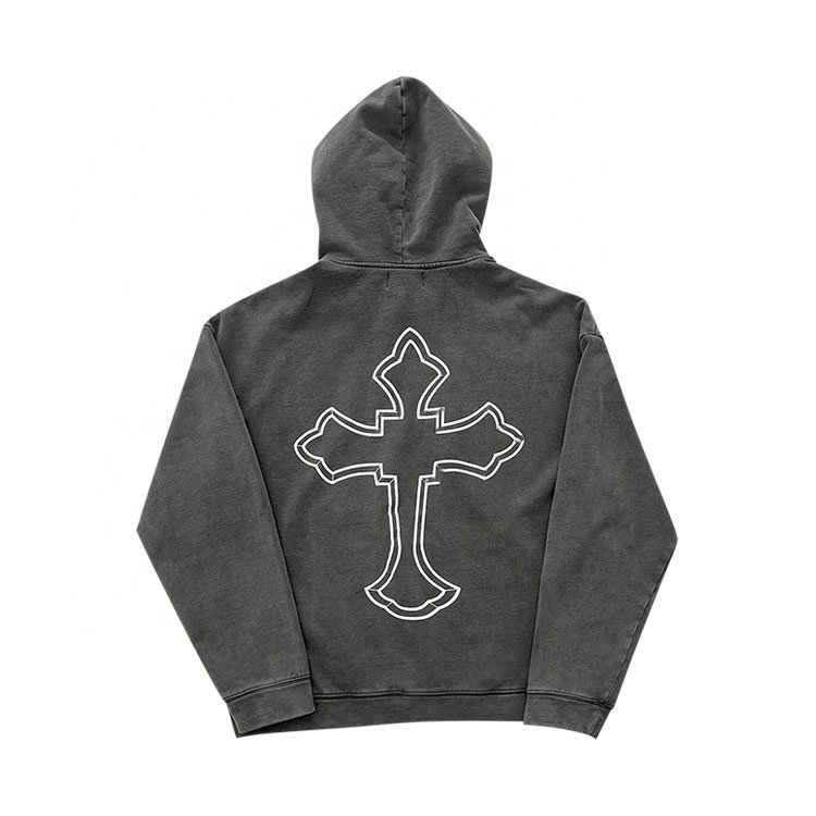 Custom 100% cotton pullover screen print oversized boxy hoodie acid wash distressed men's hoodies