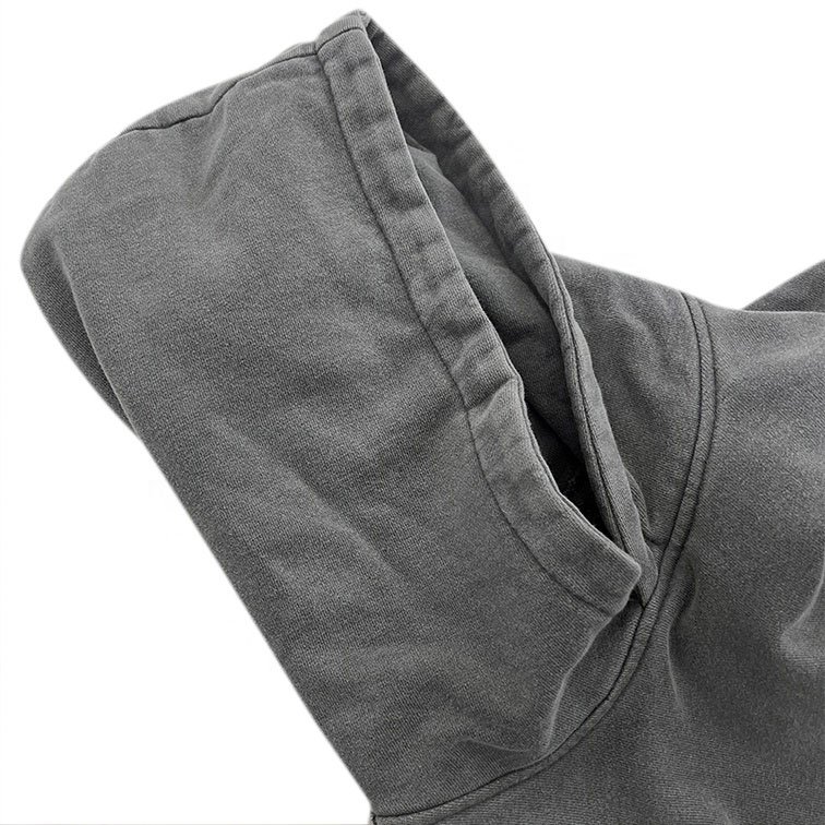 Custom 100% cotton pullover screen print oversized boxy hoodie acid wash distressed men's hoodies