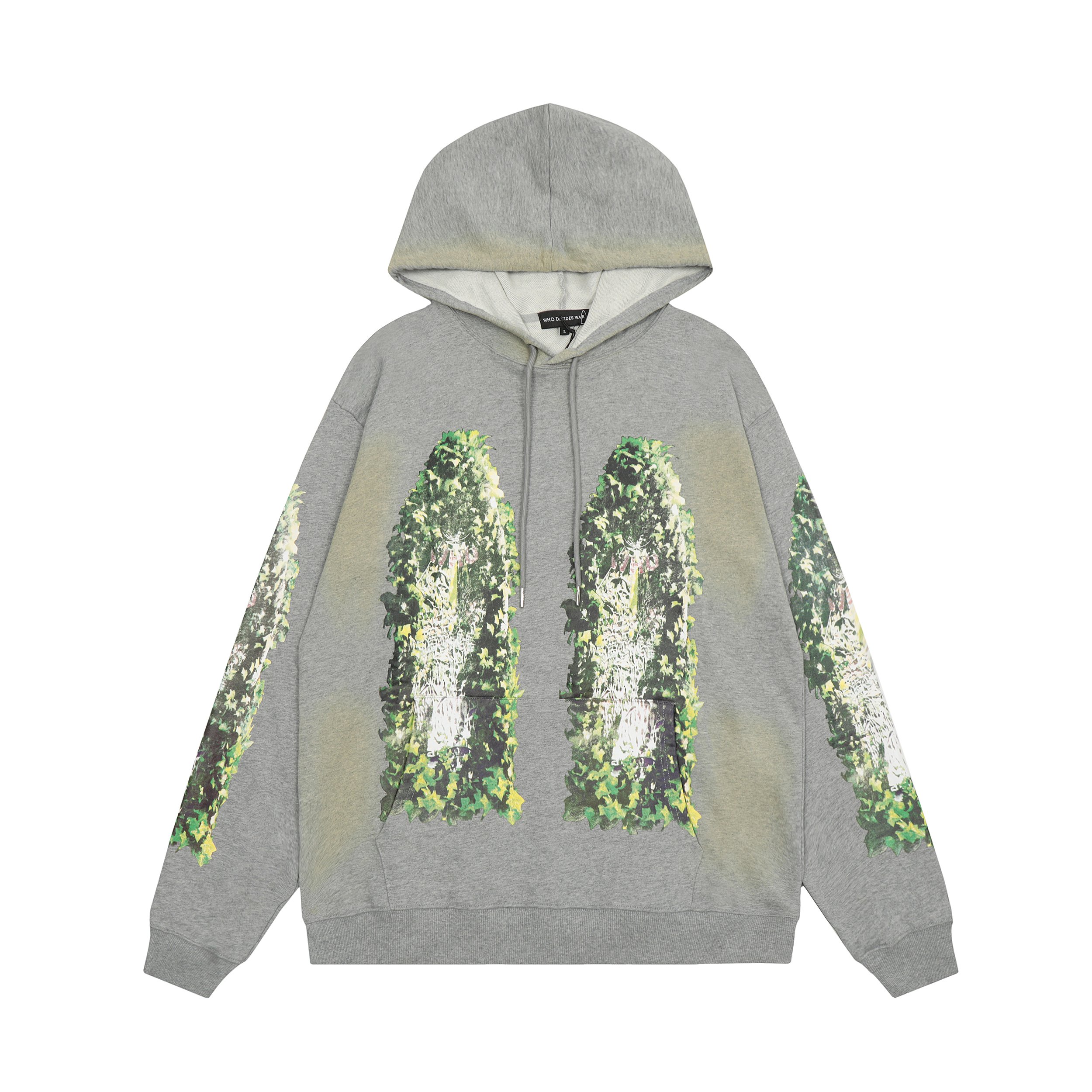 Who Decides War Garden Glass High Quality acid wash unisex hoodies High street Vintage Heavyweight men's hoodie