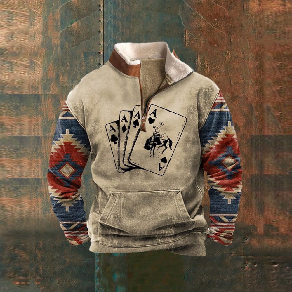 Streetwear men's hoodie Tribal pattern retro sweatshirt Fashion casual men's clothing Custom men's clothing