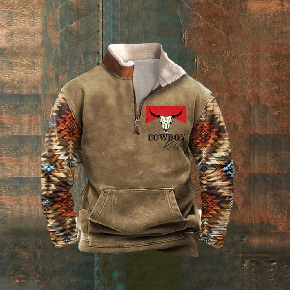 Streetwear men's hoodie Tribal pattern retro sweatshirt Fashion casual men's clothing Custom men's clothing