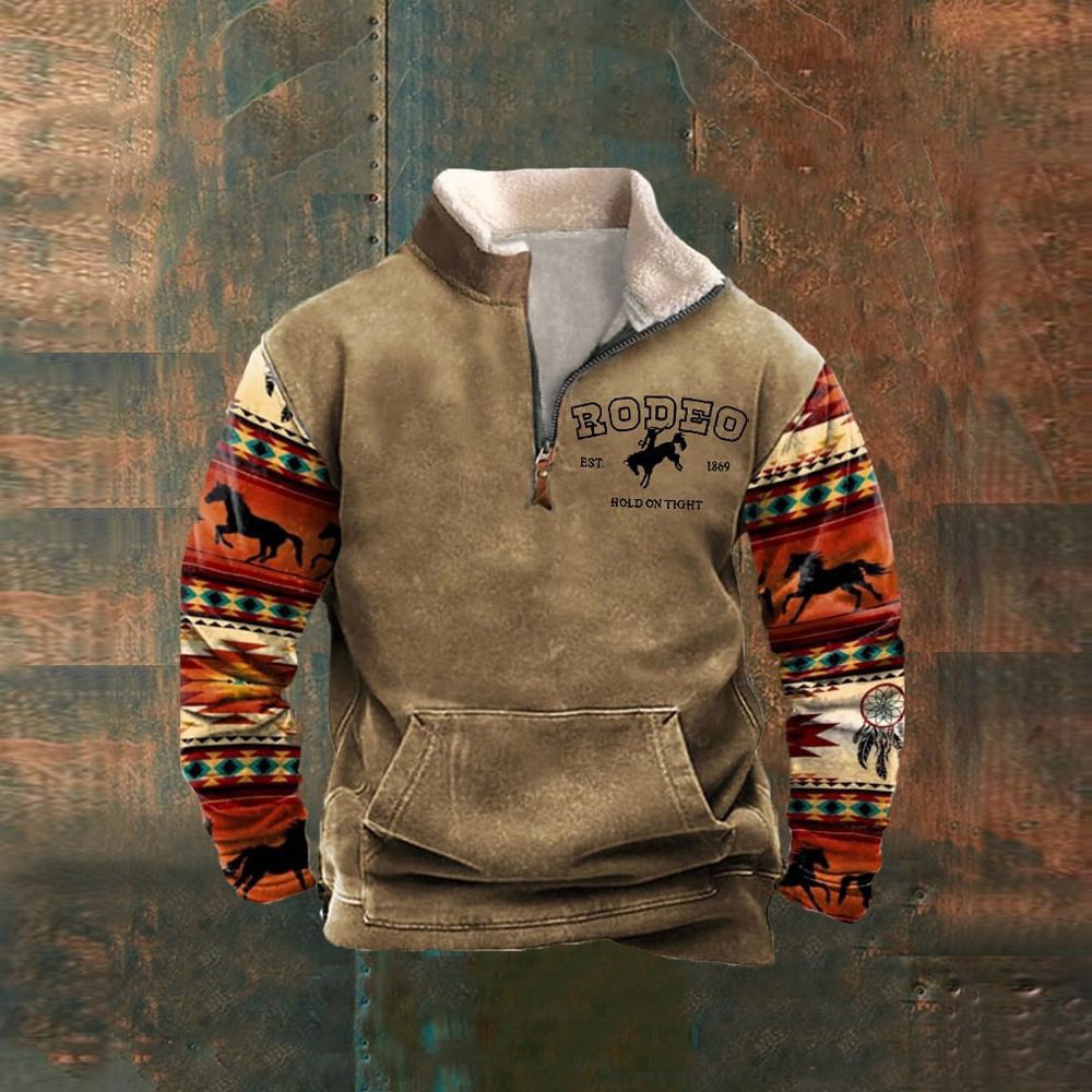 Streetwear men's hoodie Tribal pattern retro sweatshirt Fashion casual men's clothing Custom men's clothing