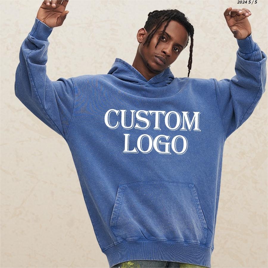 Retro Streetwear 100% Cotton 400 GSM Hoodie Custom Printing Oversized Vintage hoodies Unisex Pullover