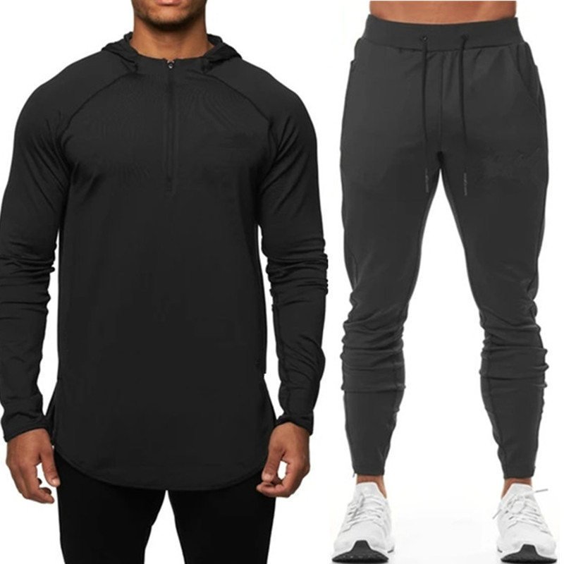 95% Polyester 5% Spandex Gym Wear Quick Dry Men's Active Training Exerc Camouflage Tracksuit Zip Up Hoodie And Jogger Set