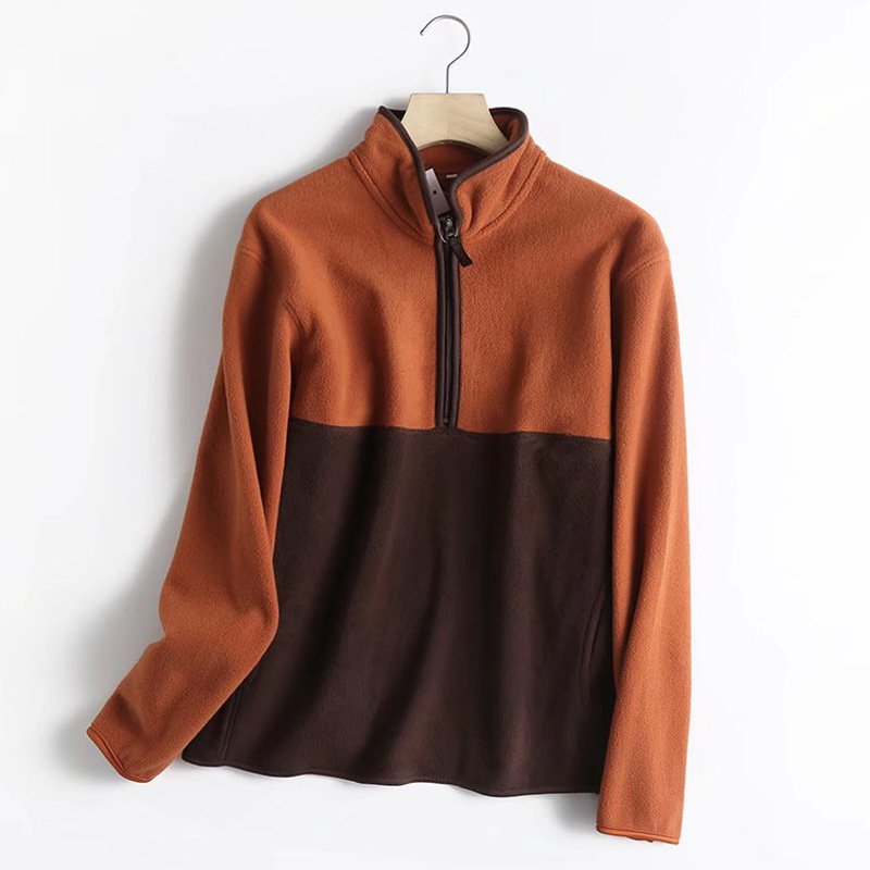 Men's 1/4 quarter zip polar fleece pullover sweatshirt color block hoodies tops with pocket