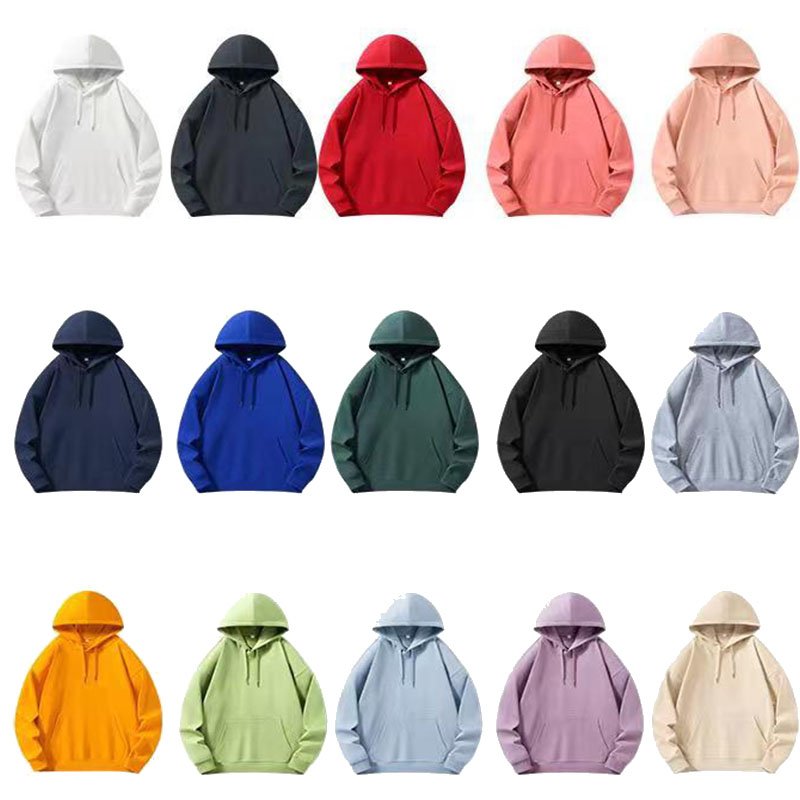 High quality Custom Logo Printed Cotton Unisex Black White Silk print Men's Hoodies Embroidery Hoodie