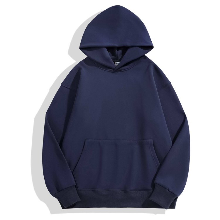 Custom Logo Oversized Blank Fleece Hoodie Cordless Embroidery 500g Heavy Duty Street Wear Plain Hoodie for Men