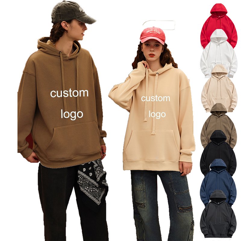 Wholesale Blank Pullover Hoodie Cotton Workout Hoodie Drop Shoulder Oversized Men's Hoodies Sweatshirts CUSTOM logo puff print