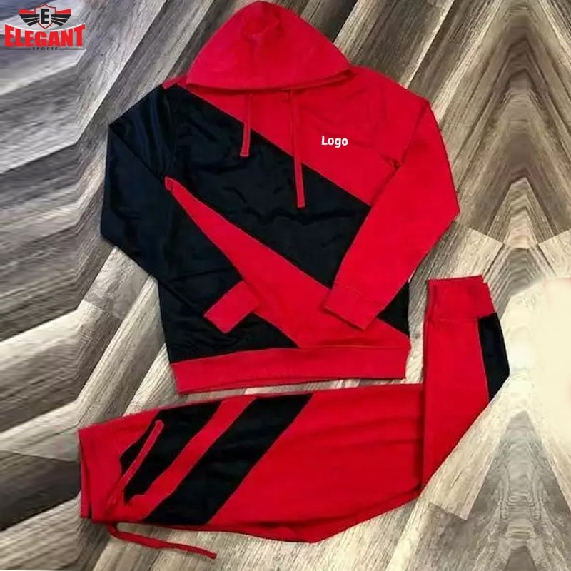 Tracksuit for men cut and sew sweat suit jogging training wear Breathable Men's Hoodies and pants sets from Pakistan custom logo