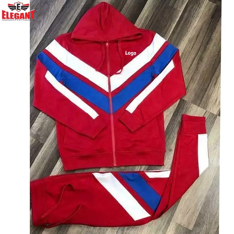 Tracksuit for men cut and sew sweat suit jogging training wear Breathable Men's Hoodies and pants sets from Pakistan custom logo