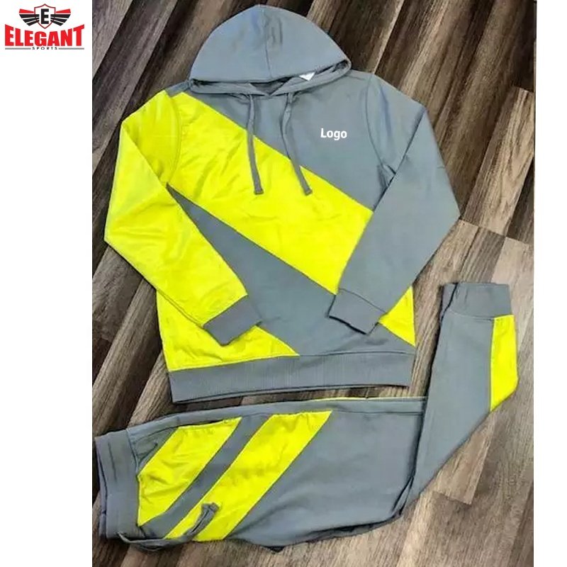 Tracksuit for men cut and sew sweat suit jogging training wear Breathable Men's Hoodies and pants sets from Pakistan custom logo