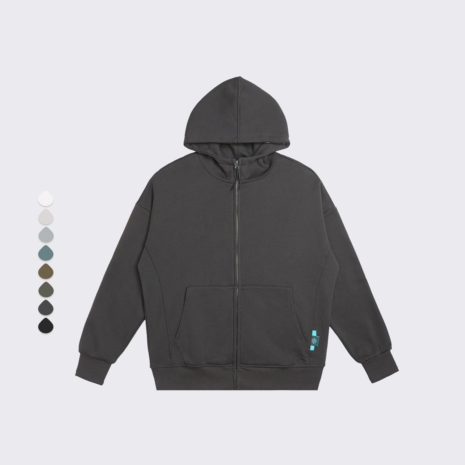 Custom 350g high quality heavyweight hoodie Bulk Oversized French Terry Cotton Vintage Blank Full Zip Up Hoodie men