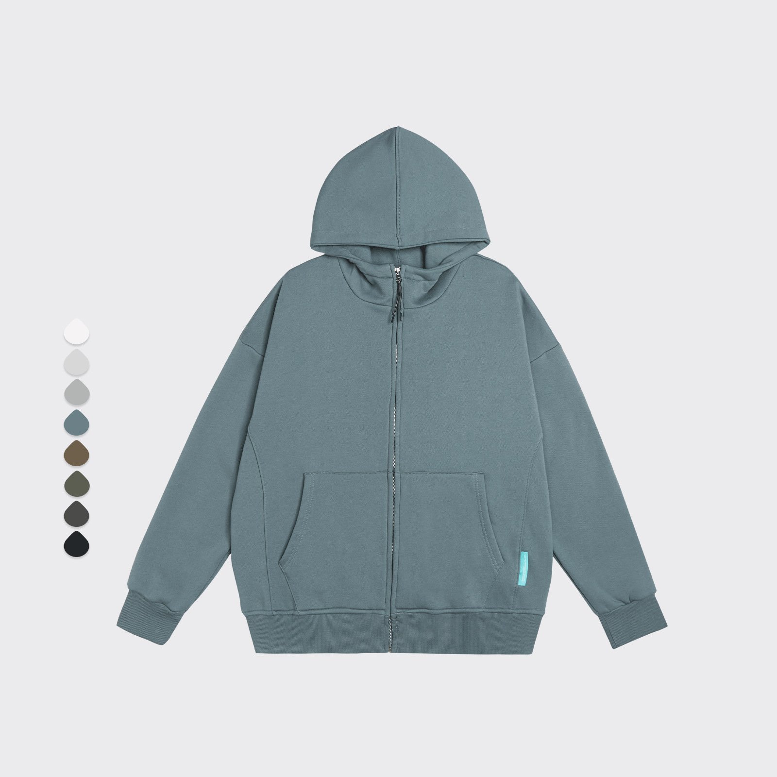 Custom 350g high quality heavyweight hoodie Bulk Oversized French Terry Cotton Vintage Blank Full Zip Up Hoodie men