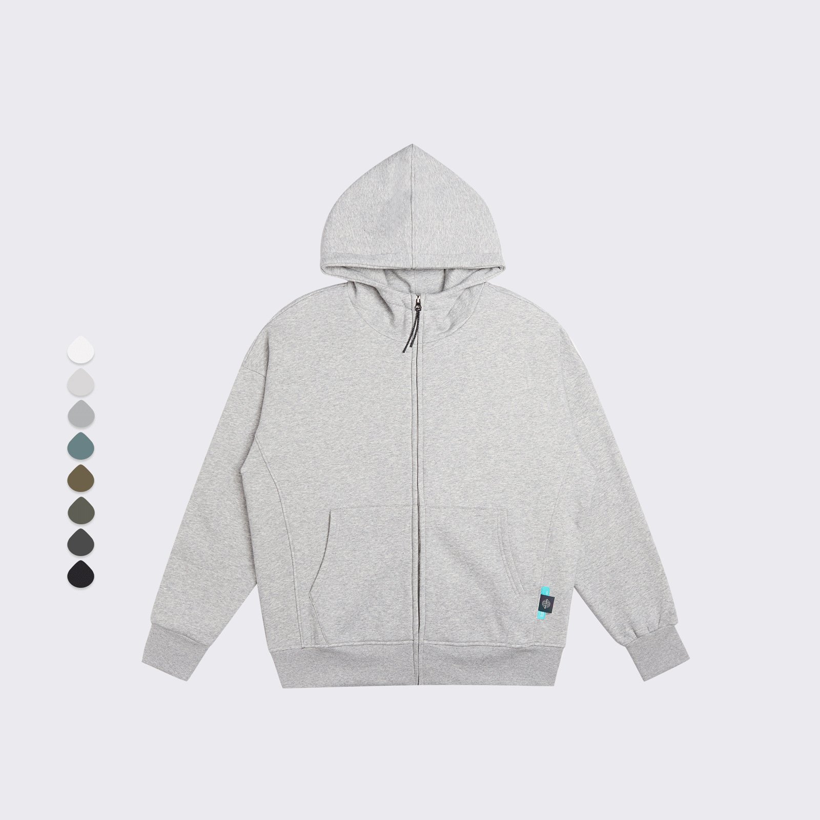 Custom 350g high quality heavyweight hoodie Bulk Oversized French Terry Cotton Vintage Blank Full Zip Up Hoodie men