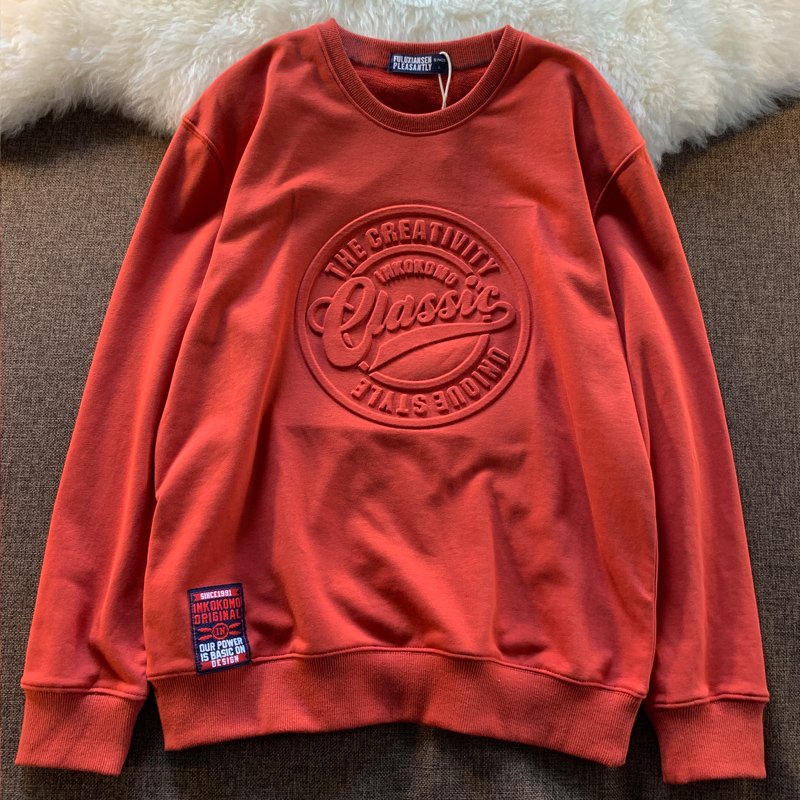 wholesale 100% cotton crew neck slim fit pullover men's hoodies & sweatshirts custom 3d embossed crewneck sweatshirts