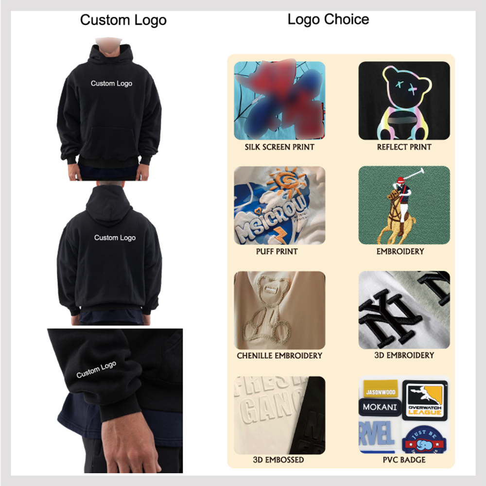 Cotton Fleece Sudaderas Oversized Hoodie French Terry Pullover Heavyweight Hoodie Drop Shoulder Custom Men's Hoodies Sweatshirts