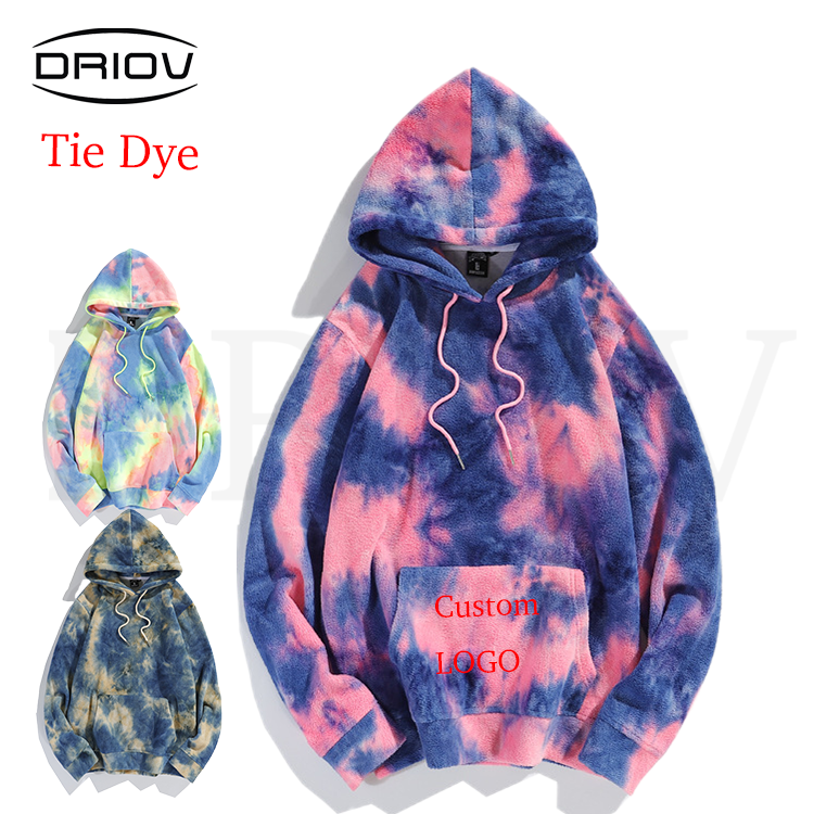 Winter thick warm Vintage Streetwear Tie Dye hoodies Surface rocker fleece Pullover Sweatshirt Man Multi Color Acid Wash hoodies