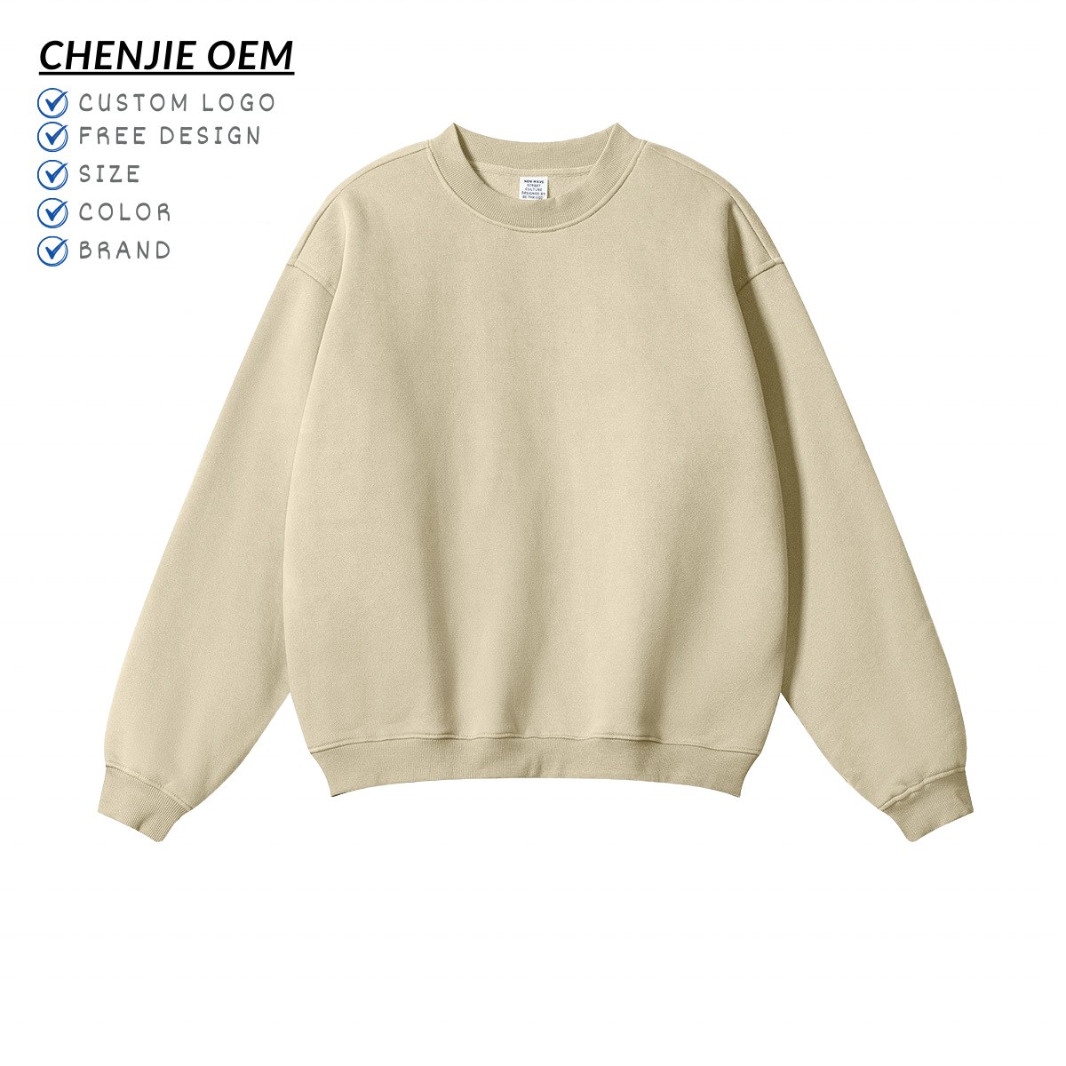2024 Hot Sale Pullover Plain Blank Jogger Crewneck Cotton Sweatshirt Custom High Quality Hoodie Crew Neck Sweatshirt
