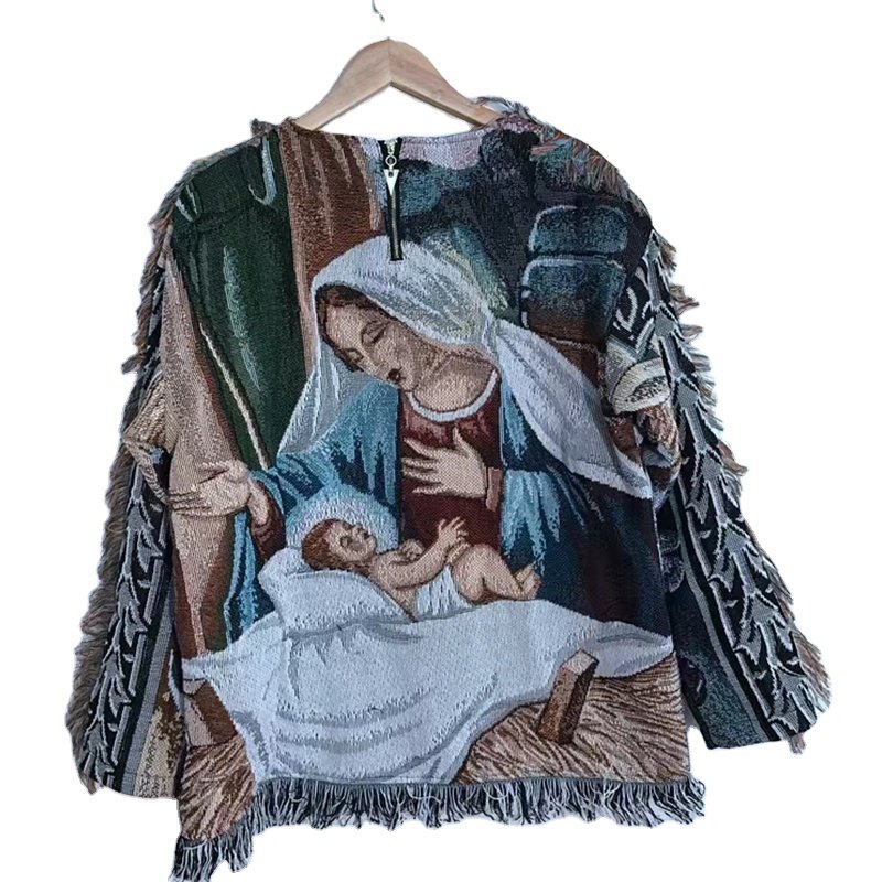 Tapestries Fleece Street Clothing Men's Jerseys Plus Size Woven Balaklava Fleece Alternative and peculiar Hoodie