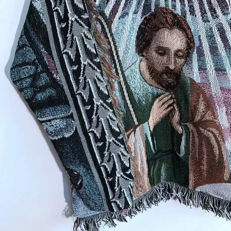 Tapestries Fleece Street Clothing Men's Jerseys Plus Size Woven Balaklava Fleece Alternative and peculiar Hoodie