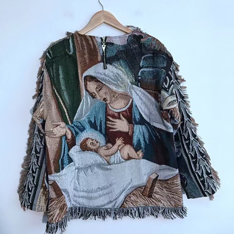 Tapestries Fleece Street Clothing Men's Jerseys Plus Size Woven Balaklava Fleece Alternative and peculiar Hoodie