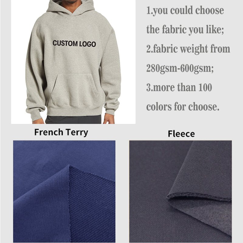 300 600Gsm High Quality Men Cotton Thick Heavyweight French Terry Pullover Hoodie Custom Drop Shoulder Fleece Oversized Hoodie