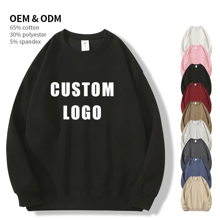 Factory cheap oversize men's round neck sweaters printing embroidery men pullover sweatshirts hoody