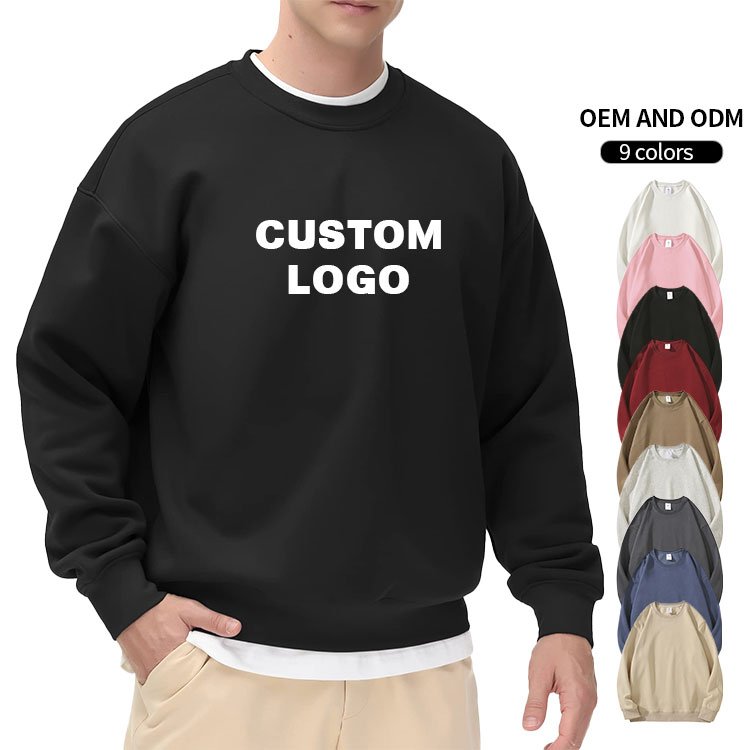 Factory cheap oversize men's round neck sweaters printing embroidery men pullover sweatshirts hoody