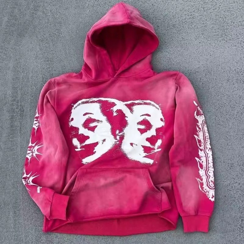 Custom Print Logo Cut The Raw Hem Sun Faded Hoodie wholesale 100% Cotton French Terry Oversized Acid Wash Men's Hoodies