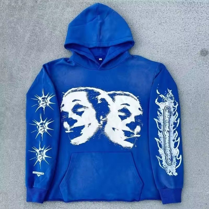 Custom Print Logo Cut The Raw Hem Sun Faded Hoodie wholesale 100% Cotton French Terry Oversized Acid Wash Men's Hoodies