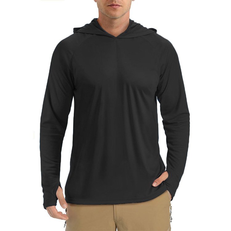 Custom Men's UPF 50 Outdoor Clothing Long Sleeve Pullover Hoodies T-Shirts for Climbing Hiking Running UV Sun Protection Fishing