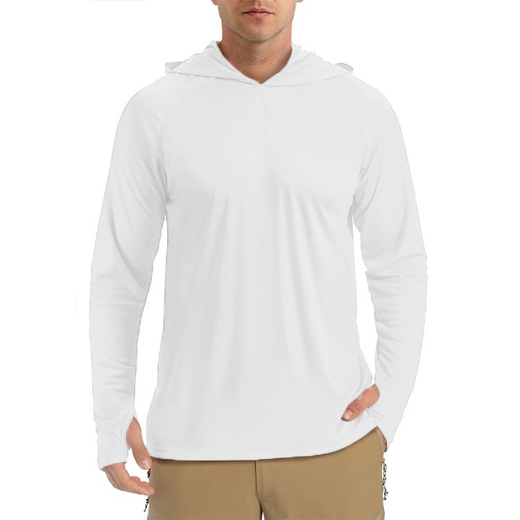 Custom Men's UPF 50 Outdoor Clothing Long Sleeve Pullover Hoodies T-Shirts for Climbing Hiking Running UV Sun Protection Fishing