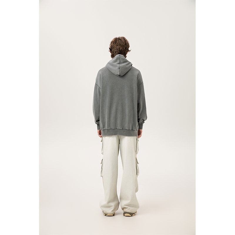 Wholesale High Quality Heavyweight 400G 100% Cotton Oversized Vintage Sand Wash Distress Saint Tears Men's Hoodies&Sweatshirts