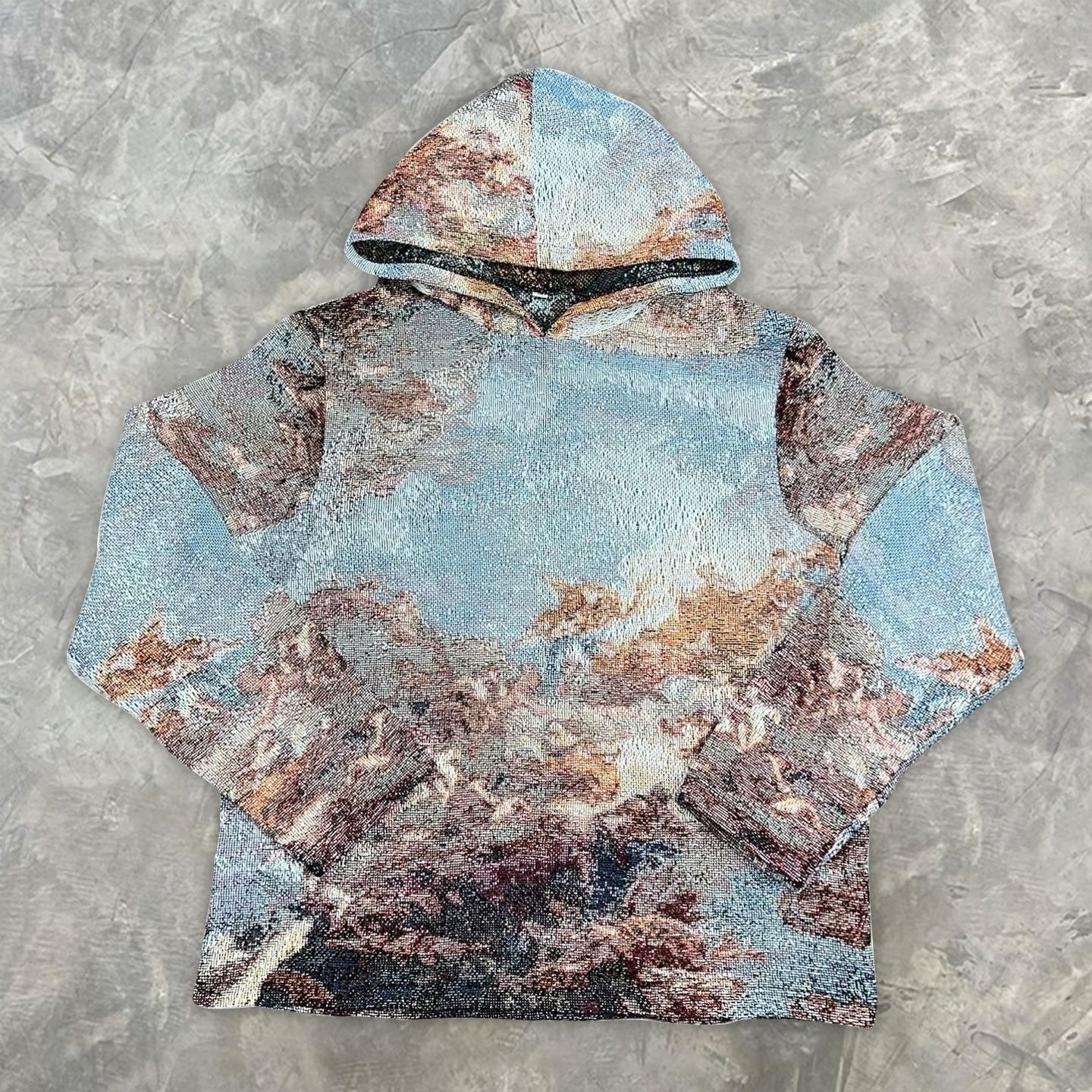 Us Size Men's Hip Hop Streetwear Basketball Anime Tapestry Hoodie Embroidered Unlined Stand Pullover Plus Size Thick Woven