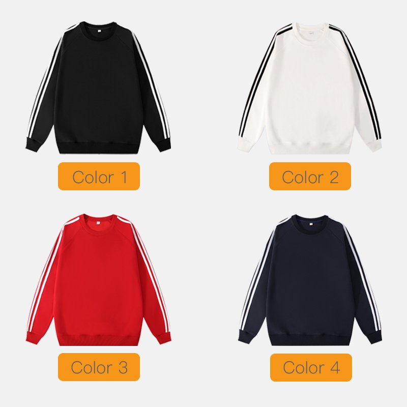 Men's Hoodies Cotton Crewneck Drop Shoulder Sports Loose Striped T-shirt Casual Unisex Oversized Sweatshirts