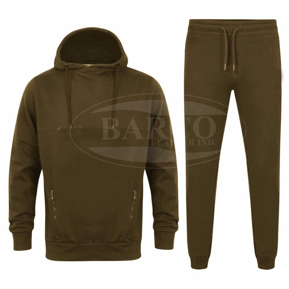 Men's Cotton Fleece Tracksuit 2024 Men High Quality Jogging Set 100% Cotton Fleece with Zipper Hoodie and Pant for Men