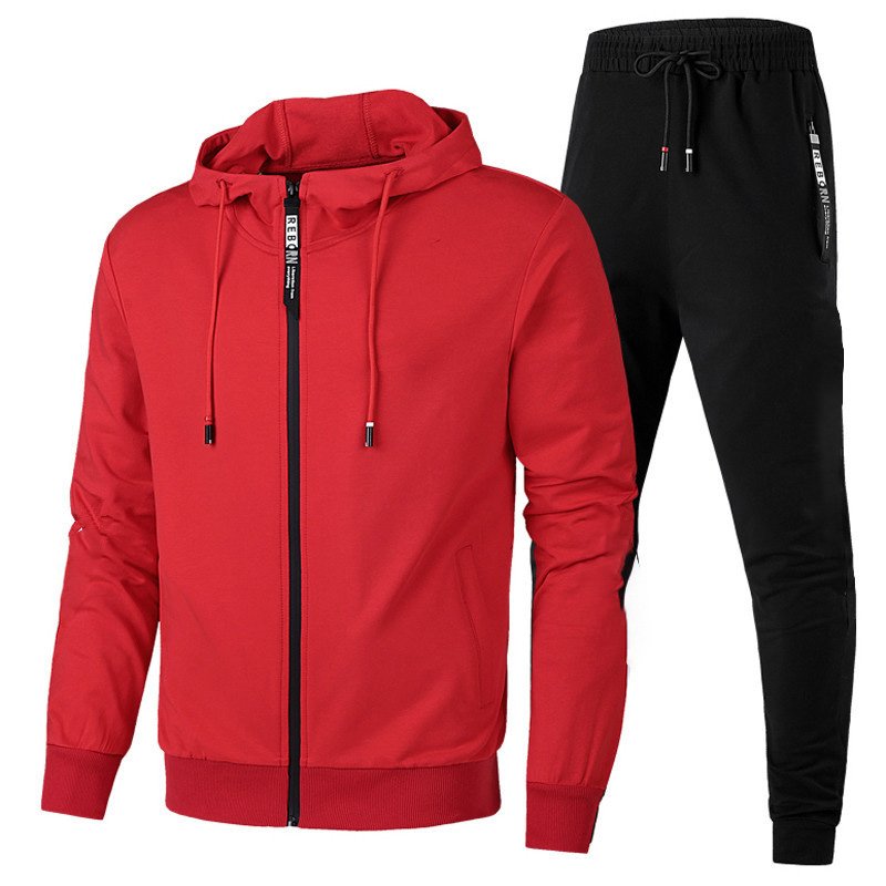 Custom Logo Men Sports Activewear Striped Long Sleeves Hoodies Pants 2 Piece Gym Suit Windproof Skin Friendly Jogger Set