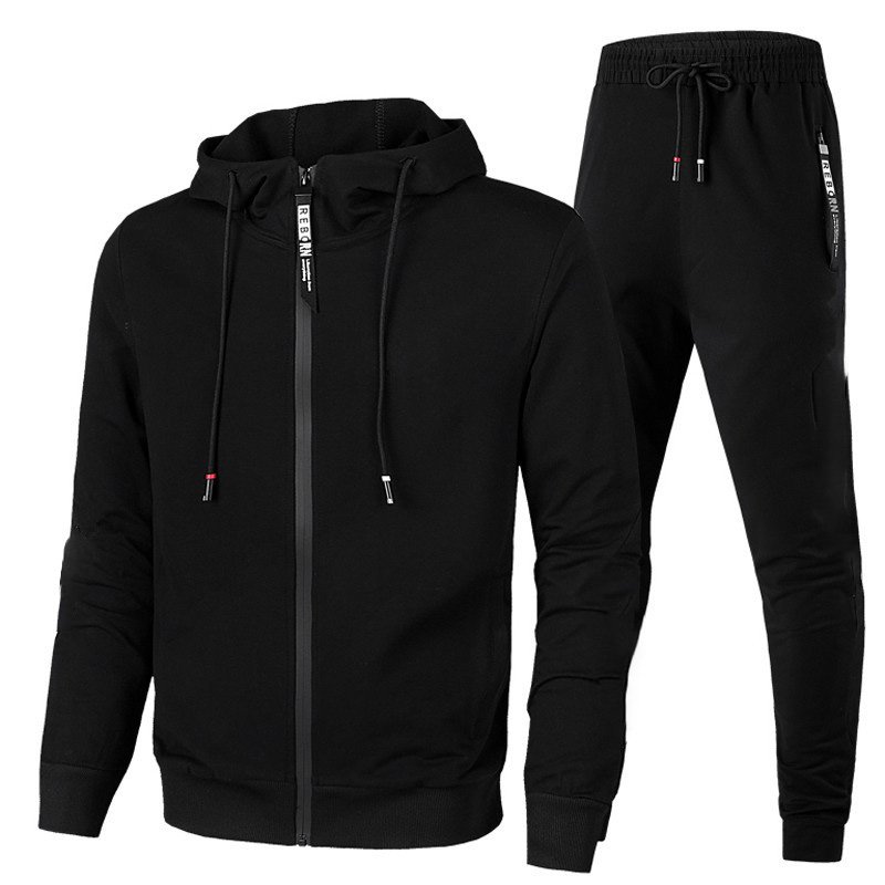 Custom Logo Men Sports Activewear Striped Long Sleeves Hoodies Pants 2 Piece Gym Suit Windproof Skin Friendly Jogger Set