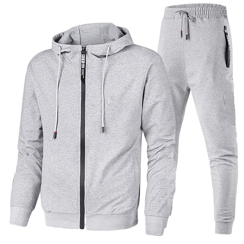 Custom Logo Men Sports Activewear Striped Long Sleeves Hoodies Pants 2 Piece Gym Suit Windproof Skin Friendly Jogger Set