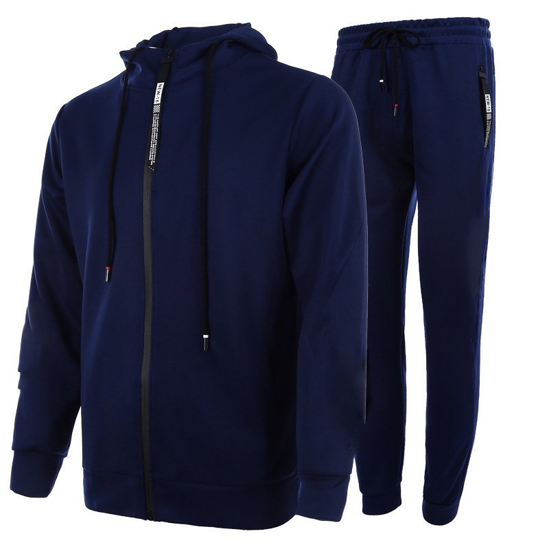 Custom Logo Men Sports Activewear Striped Long Sleeves Hoodies Pants 2 Piece Gym Suit Windproof Skin Friendly Jogger Set